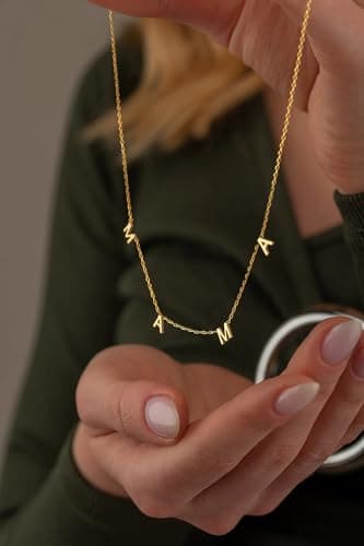 SINYARS Mom Necklace 18K Mama Necklace for Mothers Day Gifts Women,18K Gold Dainty Necklace for Women Jewelry Necklace Gifts for Grandma 18K Gold - Thumbnail 5