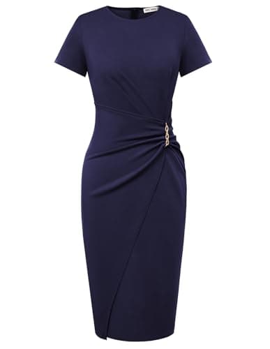 GRACE KARIN Navy Blue Dress for Women Bodycon Work Dress Business Formal Midi Classy Office Outfits Navy Blue M - Image 1
