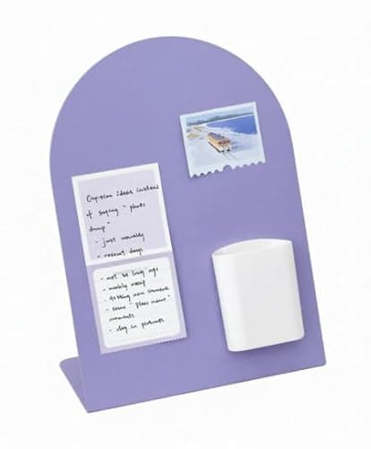 Magnetic Desk Board with Built-in Pen Holder, Cute Magnetic Accents Included, Stable Base & Rounded Edges, Soft Lavender Color, Ideal for Students, Office Workers, Dorm & Home Office Organization - Image 1