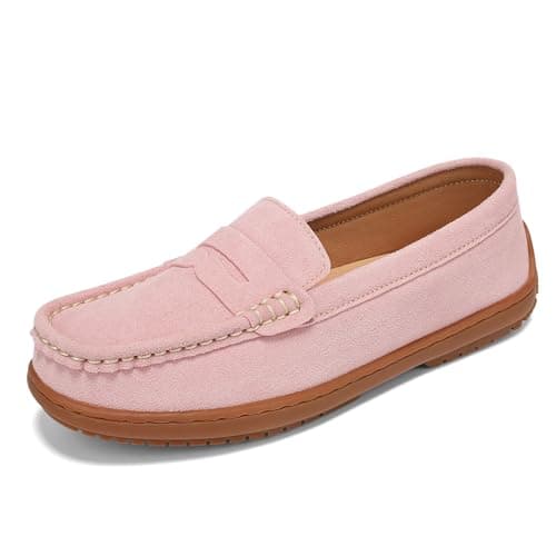 BEAUSEEN Women's Penny Loafers Slip-On - Lightweight Breathable Suede Driving Moccasins,Cute Business Casual Dress Shoes for Work & Travel Pink, 8.5 US - Thumbnail 3