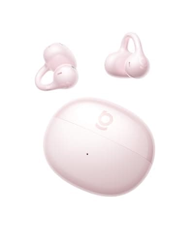 Baseus Bass BC1 Open Ear Earbuds Clip-On Headphones, Open-Ring Comfort with Tri-Curve Snug Clip, Powerful Sound with SuperBass, 4-Mic Clear Calls, IP55 Waterproof, 38H Playtime (Pale Pink) - Image 1