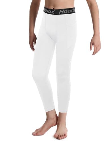 Roadbox Boys Compression Pants, Youth Athletic Sports Legging with Pocket, Base Layer Tights for Kids Running Football - Thumbnail 4