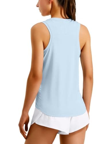 Hugut Women's Lightweight Workout Tank Tops Racerback Athletic Running Tennis Sleeveless High Neck T-Shirt - Image 1