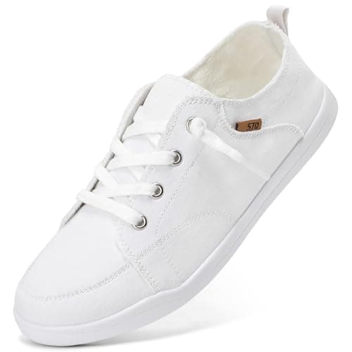 STQ White Slip on Sneakers for Women Casual Shoes Canvas Tennis Classic Shoes Machine Washable White Size 9.5 - Image 1