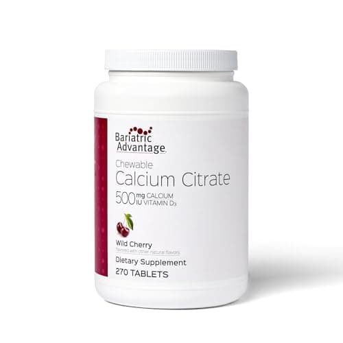 Bariatric Advantage Calcium Citrate Chewable 500mg with Vitamin D3 for Bariatric Surgery Patients Including Gastric Bypass and Sleeve Gastrectomy, Low Sugar - Wild Cherry Flavor, 270 Count - Image 1