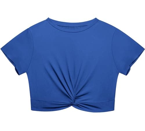 Lastshe Women's Plus Size Summer Crop Tops Short Sleeve Blouses Tie Front Tee T-Shirt Outfits,Royal Blue,2X - Image 1