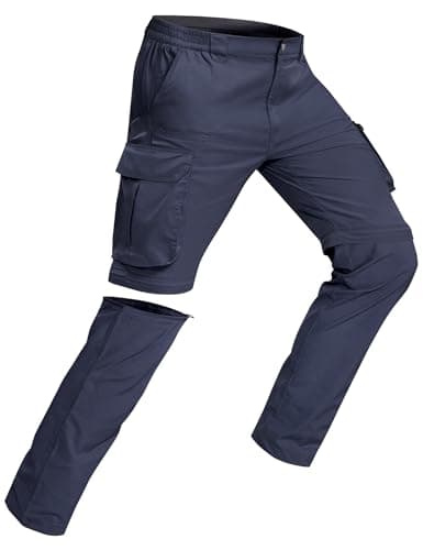 AOHIKE Cargo Pants Men Lightweight - Zip Off Convertible Cargo Pants for Men Fishing Safari, Navy Blue - Image 1