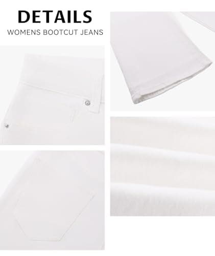 MARIASHA Jeans for Women New Flared Leg Stretch High Wasited Printed Pocket Pants White 3XL - Thumbnail 6