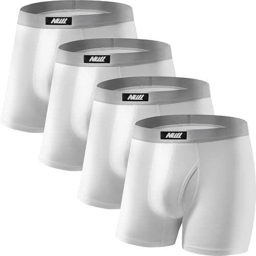 Nullktie Men‘s Ultra Soft Trunks with Fly, Modal Microfiber Underwear, Moisture Wicking Boxer Briefs Short Leg, 4 Pack - Image 1