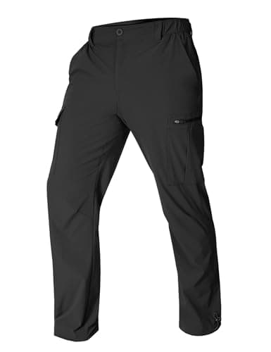 MOURCE Summer Hiking Pants Men Lightweight - Water Resistant Stretch Cargo Pants with Pockets, Black - Image 1