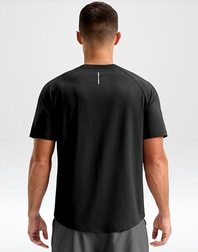 Soothfeel Mens Workout Shirts Quick Dry Athletic Running T-Shirts Short Sleeve Cooling Moisture Wicking Gym Active Tee Tops Black S - Thumbnail 2