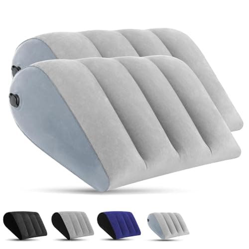 TheClover Inflatable Wedge Pillow for Acid Reflux & Snoring - 2PCS Adjustable Height Bed Wedge Pillow, Portable PVC Adult Pillow for Sleeping, Travel, Post Surgery Recovery, Back, Leg & Body Support - Image 1