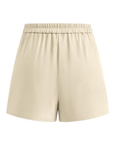 KIRUNDO Shorts for Women Dressy Casual 2026 Summer Elastic High Waisted Wide Leg Suit Tailored Business Work Shorts Pockets(Beige, X-Large) - Thumbnail 4