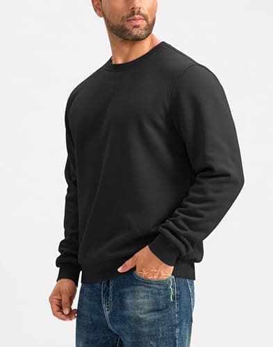 G Gradual Sherpa Lined Sweatshirts for Men Fleece Crewneck Sweatshirt Pullover Warm Shirts for Winter, Black, 3X-Large - Thumbnail 3