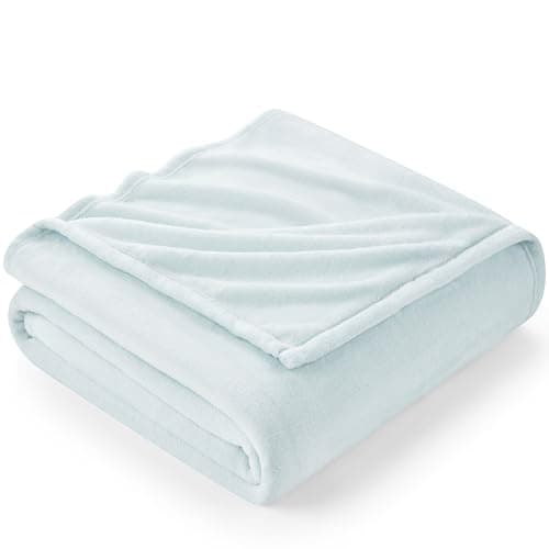 Hansleep Fleece Ice Blue Twin Blanket, Super Soft Flannel Fuzzy Plush Cozy Blanket for All Seasons, Ice Blue, Twin 60x80 Inches
