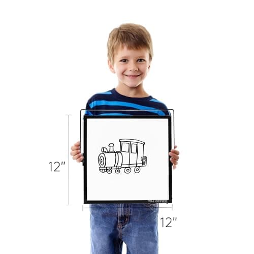 TSJ OFFICE Small White Board - 12 X 12 Inches Small Magnetic Dry Erase Board with Hooks for Wall, Desktop Whiteboard Stand 360 Degrees Revolving Double Sided for Office, Home, School, Black - Thumbnail 3