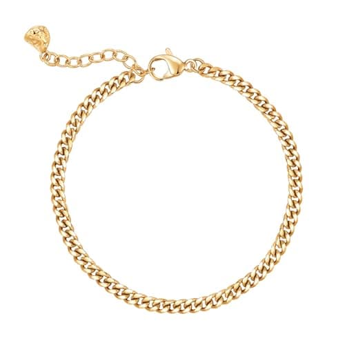 LOYATA Gold Bracelets for Women,14K Gold Plated Cubic Zirconia Diamond Paperclip Beaded Bracelets for Women Dainty Charm Cuban Link Bracelet Jewelry for Women Gifts 2 - Image 1