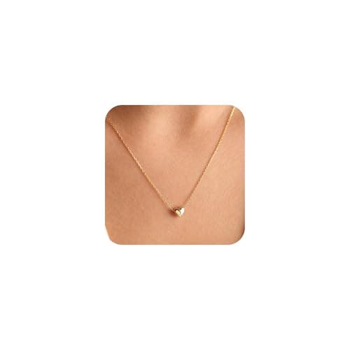 BAYLAY Heart Necklaces for Women Girls, 18K Gold Plated Cute Tiny Heart Necklace Dainty Gold Necklace for Women Teen Gold Jewelry Valentines Mothers Gifts for Her Mom Grandma Wife - Image 1