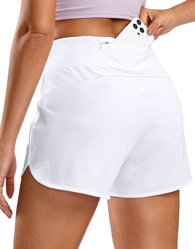 G Gradual Women's Running Shorts with Mesh Liner 3" Workout Athletic Shorts for Women with Phone Pockets(White,Medium) - Image 1