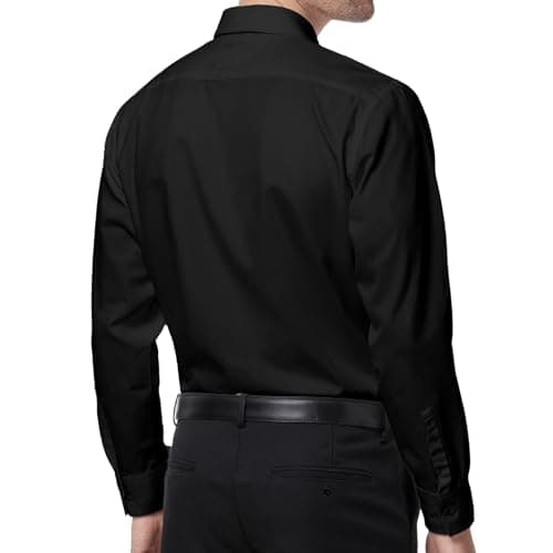 YARBCEN Men's Dress Shirts Slim Fit Long Sleeve Wrinkle Free Stretch Button Down for Business Casual and Formal Wear Black - Thumbnail 3