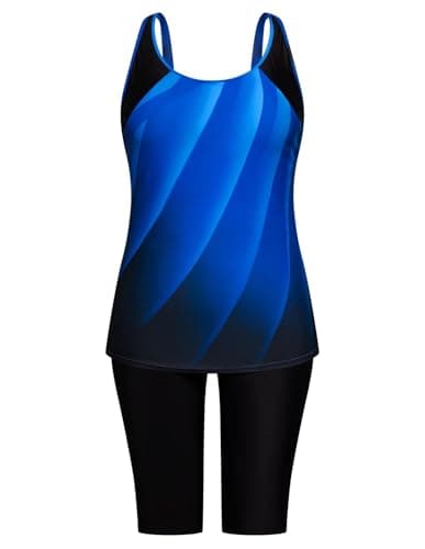 Hanna Nikole Plus Size Modest Bathing Suit for Women Plus Size Tankini with Adjustable Straps 28W - Thumbnail 3