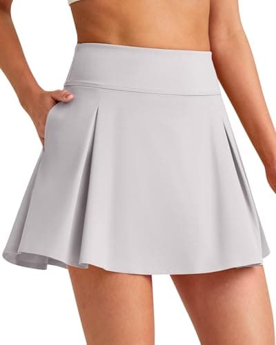 G4Free Athletic Skorts for Women High Waisted Tennis Skirts Inner Shorts Summer Stretchy Active Golf Skirt with Pockets(Grey,XL) - Image 1