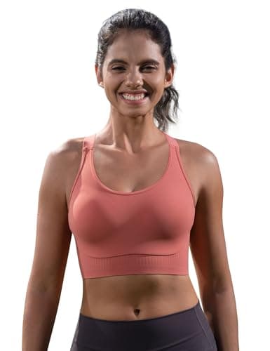 Cordaw Women's High Support Sports Bra, Adjustable Straps & Molded Cups, Racerback Workout Top Brick Red XL - Image 1