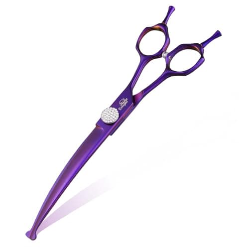 Ethyxe 7 Inch Curved Scissors for Dog Grooming, 440C Stainless Steel Pet Hair Trimming Shears with Safe Round Tips, Professional Downward Curve for Dogs, Cats, and Other Pets - Image 1