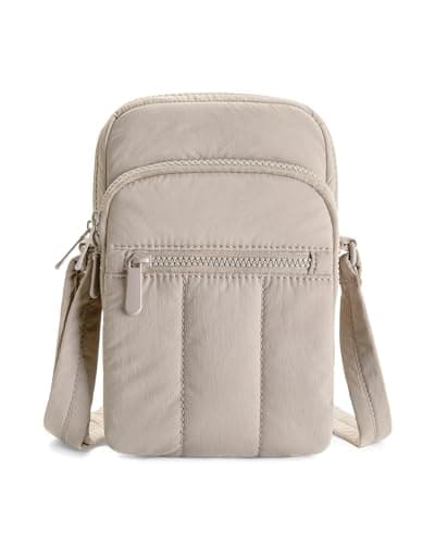 Gitus Mini Crossbody Bags for Women Puffer Cross Body Purses Small Travel Cell Phone Bag with RFID Blocking Card Slots Gifts for Women Mother Mum (Beige) - Image 1