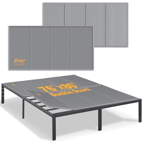 Drwwi Bunkie Board King 10mm(76” x 80”), Anti-Sag, Non-Slip Base & Noise-Free,Folding Mattress Support Board for Metal Bed Frame，Grey - Image 1