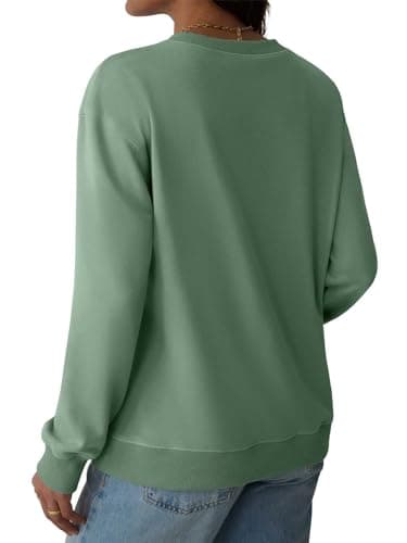 GKBK Womens Casual Long Sleeve Sweatshirt Crew Neck Crewneck T Shirt Tshirt Cute Pullover Tops Relaxed Fit Thin Soft Comfy Fall Winter Loose Fit Sweater 2026 Fashion Clothes Trendy Outfits Green XL - Thumbnail 3
