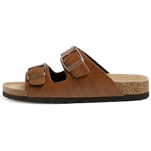 ODOLY Men's Cork Footbed Slide Sandal, Arch Support Summer Outdoor Sandals with Adjustable Buckle for Men, Gold Bronze Oily EU45 / US11-11.5 - Thumbnail 3