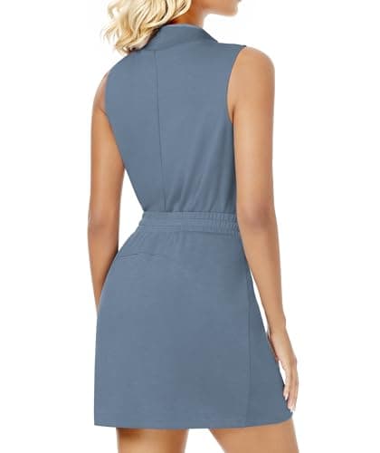 Casly Lamiit Two Piece Sets for Women Summer Tennis Skort Outfits Active Wear Workout Back to School Outfits for Teen Girls Short Skirt Loungewear Blue Grey XS - Thumbnail 4