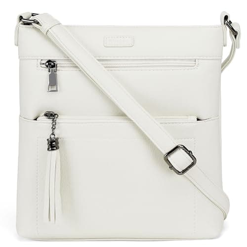 Kiss Sea Vegan Leather Crossbody Bags for Women Casual Cross Body Purse with Tassel for Travel White - Image 1