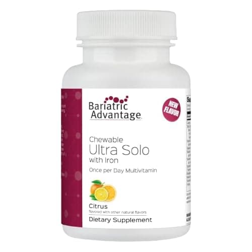 Bariatric Advantage Chewable Ultra Solo with Iron - Once-Per-Day Daily Multivitamin - for Bariatric Patients - with Thiamin, Vitamin A & More - Gluten Free - Citrus - 30 Tablets - Image 1