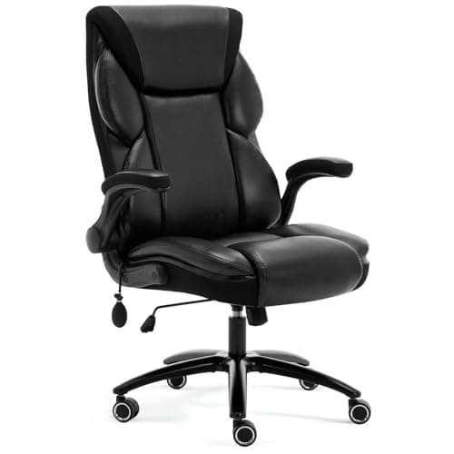 Fmolat Ergonomic Office Chair Gaming Chair Comfy - Breathable Leather Desk Chair with Lumbar Support & Back Support, Comfortable Computer Chair (Black) - Thumbnail 3