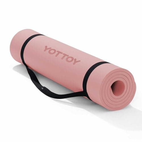 YOTTOY Yoga Mat，Extra Thick Yoga Mat (1/2inch),Professional TPE Exercise Mat,Non-Slip Workout Mat for Yoga, Pilates, Fitness, Barefoot Workouts, Home Gym Studio with Strap - Image 1