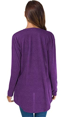 TownCat Womens Lightweight Cardigans Long Sleeve Open Front Casual Cardigan with Pockets (Purple, XL) - Thumbnail 5