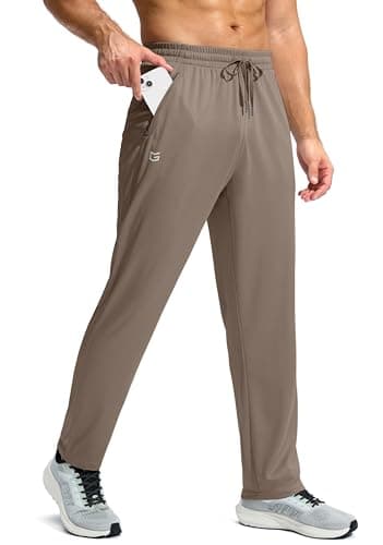 G Gradual Men's Sweatpants with Zipper Pockets Lightweight Mesh Athletic Pants for Men Open Bottom Workout Gym Running
