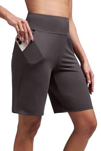 Alaroo Athletic Workout Running Long Shorts for Women High Waisted Biker Yoga Hiking Outdoors Gym Track Sports Recreation Clothes Dark Grey 2XL - Image 1