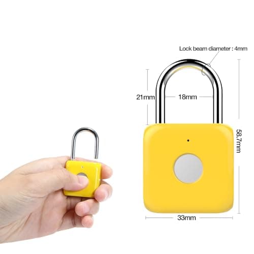 Fingerprint Padlock eLinkSmart Gym Locker Lock with Phone App iOS Watch Metal Keyless Combination Locks for School Sports Locker Hasp Storage Backpack Suitcase Yellow - Thumbnail 5