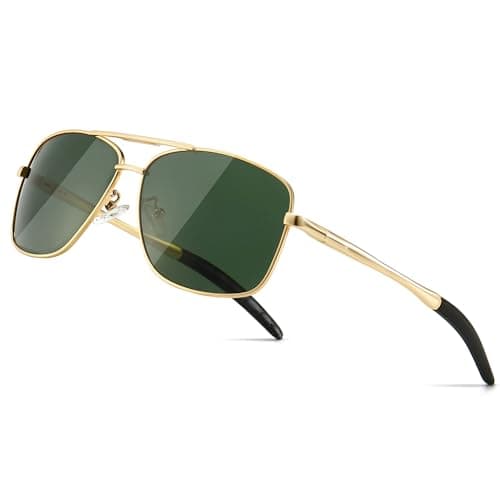 SUNGAIT Men's Polarized Sunglasses Durable Metal Frame for Fishing Driving Golf (Gold Frame/Green Lens) Metal Frame 0925 JKLV - Image 1