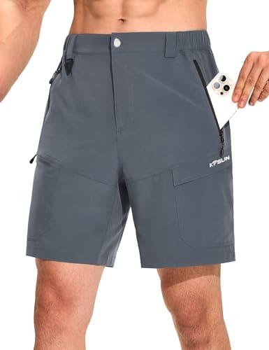 KPSUN Men's 7" Hiking Cargo Shorts Lightweight Quick Dry Tactical Golf Shorts with Zipper Pockets for Fishing Camping Work(Grey 2XL) - Image 1