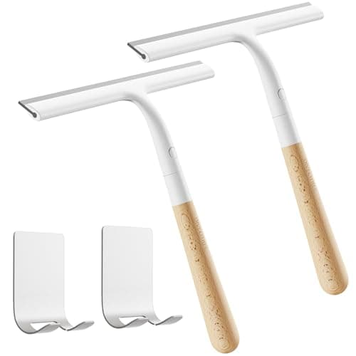 Silicone Shower Squeegee for Glass & Doors, Diveotree Multi-Purpose Squeegee for Bathroom Shower/Windows/Glass/Door, Heavy Duty Scrubber for Car Windshield Cleaning (White, 2pack)