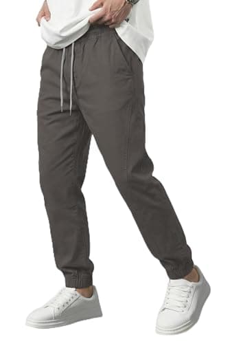 DISLANBO Mens Jogger Pants Elastic Waist Tapered Leg Drawstring Casual Pants for Daily Wear Streetwear Athletic Gray S - Image 1