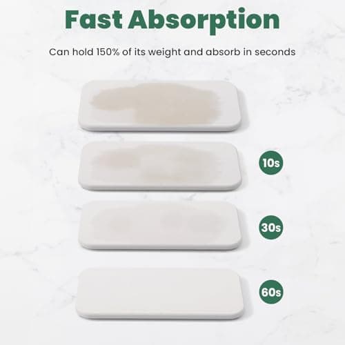 3PCS Water Absorbing Diatomaceous Earth Tray for Sink, Fast Drying Soap & Toothbrush Holders for Bathroom Counter, 1 Stone Tray, 2 Stone Coasters - Thumbnail 2