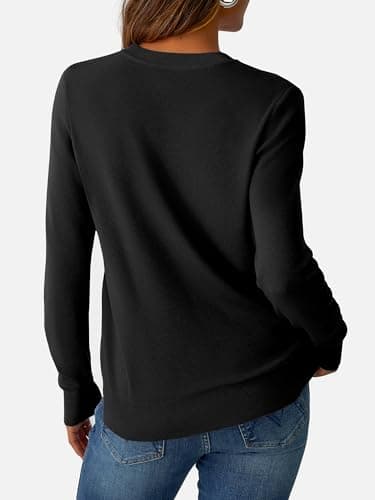 GKBK Womens Sweaters Wool Blend Crew Neck Lightweight Loose Fit Pullover Black Long Sleeve Fall Tops Business Casual Outfits 2025 Trendy - Thumbnail 5