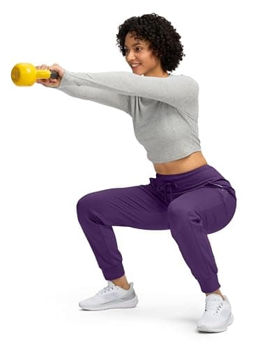 Soothfeel Women's Fleece Lined Joggers Water Resistant High Waisted Sweatpants Winter Warm Thermal Running Hiking Pant Pocket （Purple XS） - Thumbnail 6