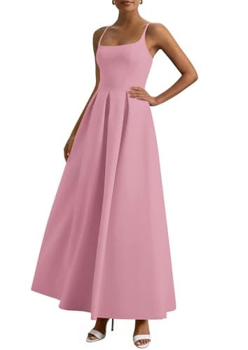 PRETTYGARDEN Cocktail Dresses for Women 2026 Spring Elegant Ruffle A Line Long Flowy Summer Formal Wedding Guest Maxi Dress (Pink,X-Large) - Image 1