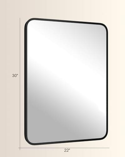 NBGV 22" x 30" Bathroom Mirror Black Bathroom Mirrors for Over Sink Modern Bathroom Vanity Mirror for Bedroom Entryway or Living, Metal Framed HD Tempered Glass Room Horizontal or Vertical - Thumbnail 4